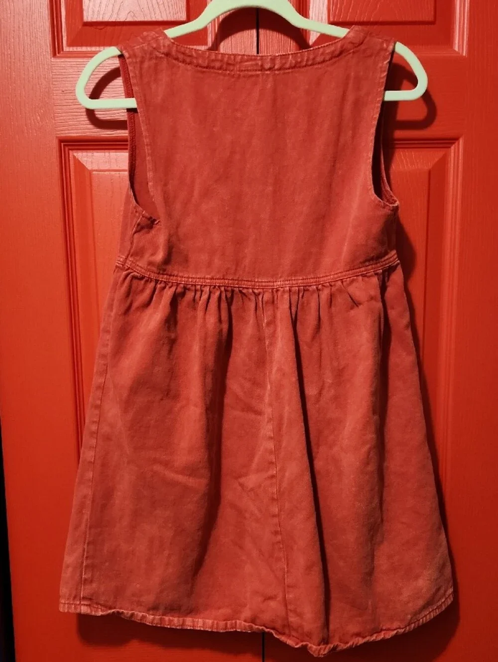 Sz M day + moon Red Button-Front Denim Mini Dress - Picture 2 of 6